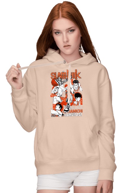 Women's hoodie with prints Slam Dunk Hanamichi Sakuragi. Anime, basketball, comedy, hanamichi sakuragi, manga, school, shonen, slam dunk, sports anime. 2070702