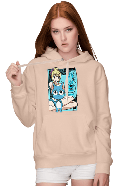 Жіноче худі з принтом "Хвіст Феї Люсі Хартфілія". Fairy tail, happy, lucy heartfilia, аніме, люсі, люсі хартфілія, манга, хвіст феї, хеппі. 2070702