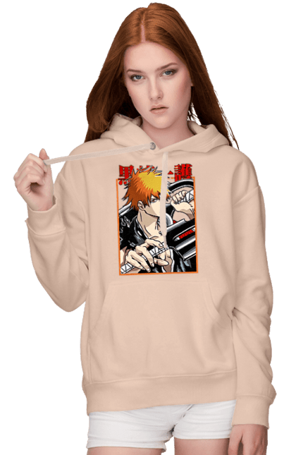 Women's hoodie with prints Bleach Ichigo Kurosaki. Anime, bleach, ichigo, ichigo kurosaki, manga. 2070702