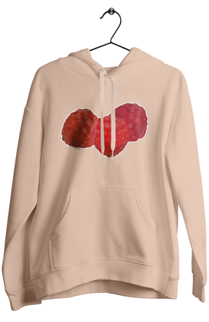 Жіноче худі з принтом "Малина". Веган, вегетаріанець, делікатес, дієта, їжа, літо, малина, плід, смачно, стигла, червона, ягода. 2070702