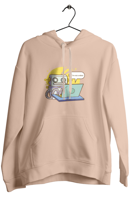 Жіноче худі з принтом "Я не робот Хакер зрозуміє 404 до дня програміста". 404, aws, backend, c++, cloud, css, frontend, golang, java, js, linux, python, script, web, ай ті, айті, айтішник, верстка, дата, код, компьютер, лаптоп, облако, ошибка, програміст, программа, программист, програмування, робот, хакер, язык. 2070702
