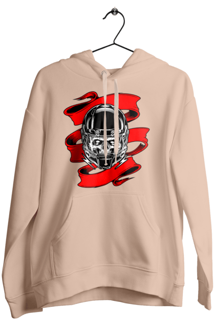 Women`s hoodie with prints Skull in a motorcycle helmet. Helmet, moto, skull, tape. 2070702