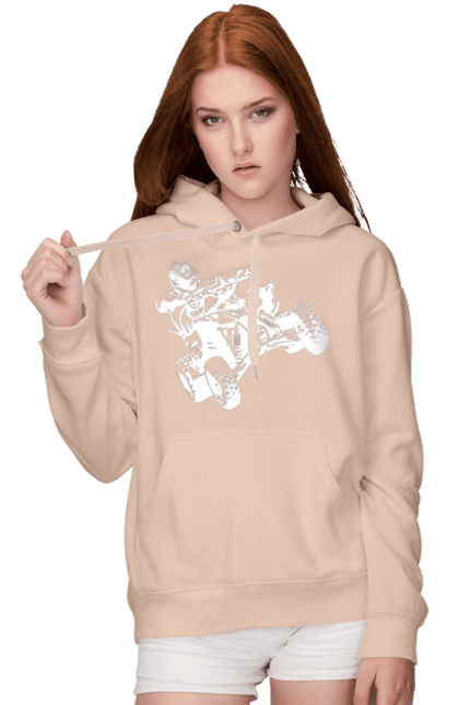 Women`s hoodie with prints Man On Atv White. Atv, extreme, race. 2070702