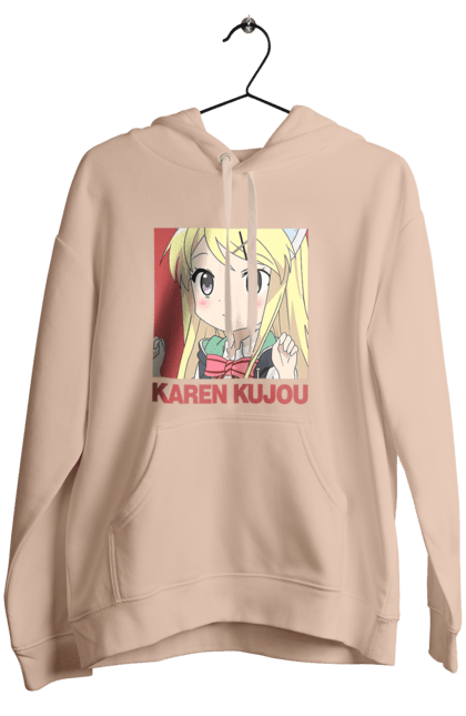 Women's hoodie with prints Kiniro Mosaic Karen Kujo. Anime, gold mosaic, karen, karen kujo, kiniro mosaic, kinmoza, manga. 2070702