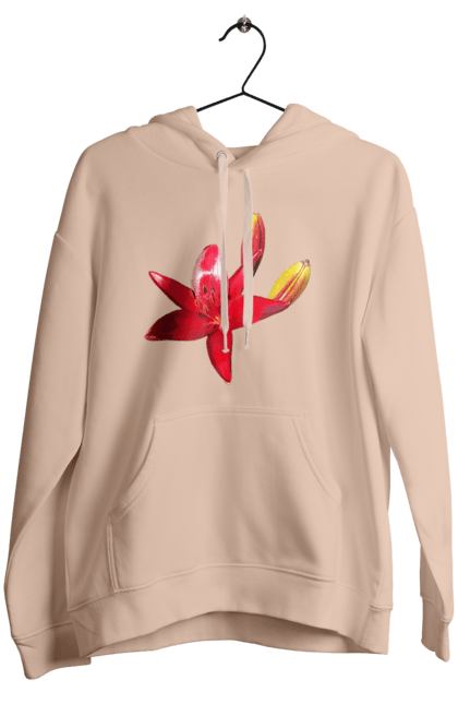 Жіноче худі з принтом "Червона лілія". Бутон, квітка, колір, лілія, природа, сонячний, червона квітка, червона лілія, червоний, яскравий. 2070702