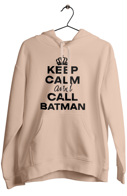Women`s hoodie with prints Keep Calm and Call Batman black. Batman, cool, memes, popular, stay calm, with inscriptions. 2070702