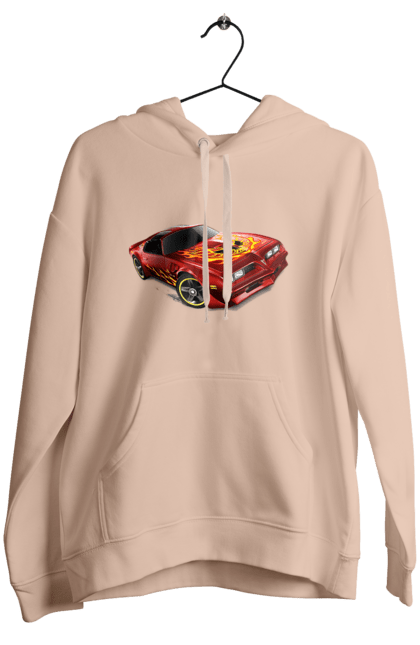 Женское худи с принтом Машина красная, скоростная. Езда, колеса, машина, скорость. 2070702
