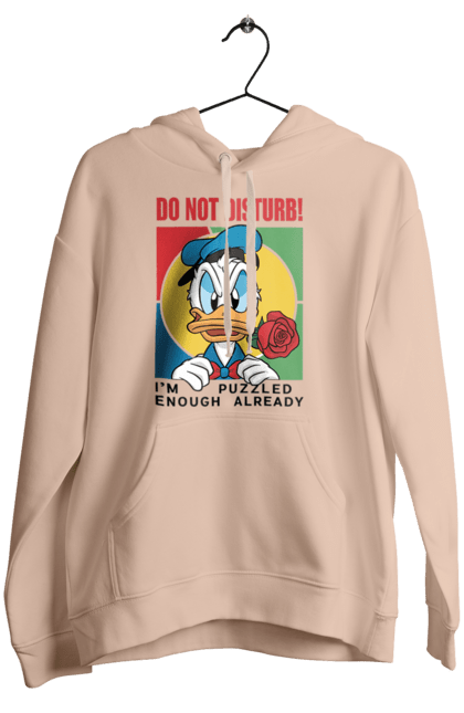 Women's hoodie with prints Donald Duck Do not disturb!. Animated series, cartoon, disney, do not disturb, donald duck. 2070702