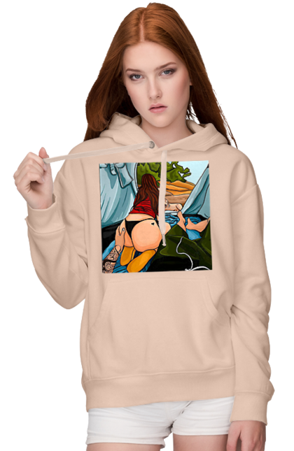 Женское худи с принтом Отдых С Любимой В Палатке. Жопа, отдых, палатка, собака. 2070702