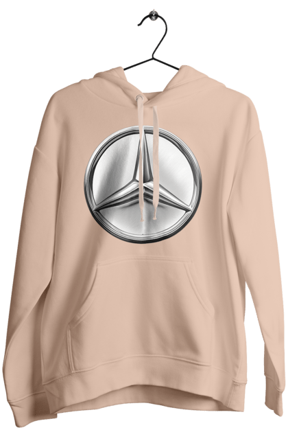 Women`s hoodie with prints Mercedes Benz Logo Metallic. Avto, cars, mercedes, mercedes-benz, mercedes-benz logo. 2070702