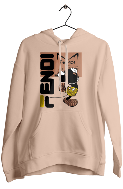 Жіноче худі з принтом "Fendi Міккі Маус". Fendi, mickey mouse, бренд, будинок моди, італія, люкс, міккі маус, мода, сумка, фенді. 2070702