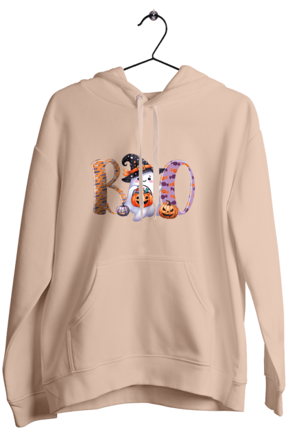 Women's hoodie with prints Halloween Ghost. Costume, ghost, halloween, holiday, october, october 31, scary, sweets, trick or treat. 2070702