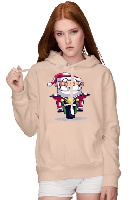 Счастливый санта на мотоцикле