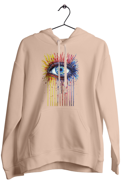 Women`s hoodie with prints Colorful Flowing Eye. Eye, paints. 2070702