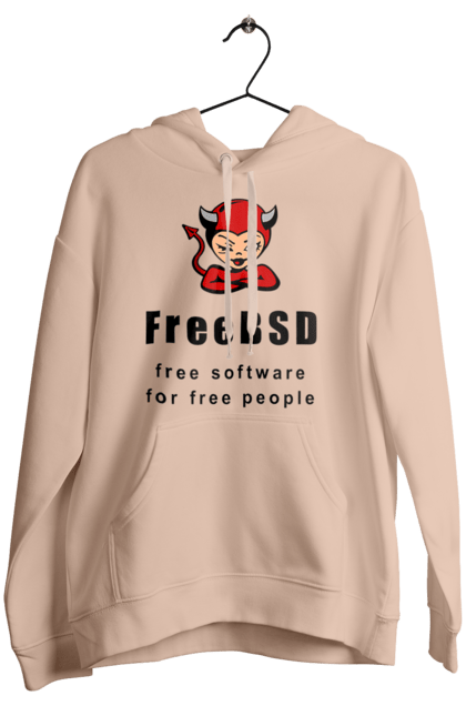 Жіноче худі з принтом "Freebsd Для Вільних". Bsd, freebsd, unix, адміністратор, айті, айтішник, безкоштовна, безкоштовно, бестія, вільна, демон, демонесса, доступність, незалежність, операційна система, ос, програміст, програмне забезпечення, свобода, сисадмін, система, системний адміністратор, софт, текст, червоний, чорний. 2070702