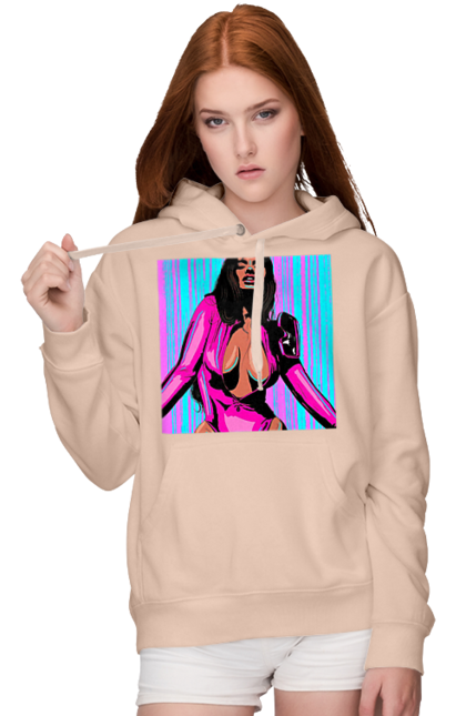 Женское худи с принтом Девушка С Глубоким Декольте. 18, голая, девушка, сиськи. 2070702