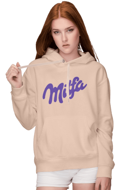 Жіноче худі з принтом "Milfa". Гумор, для жінок, жіноча, меми, мілка, мілфа, прикол, смішне, смішні. 2070702