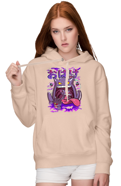 Women`s hoodie with prints Pokemon Gengar. Anime, fushigibana, games, gengar, nintendo, pokemon, pokemon go. 2070702