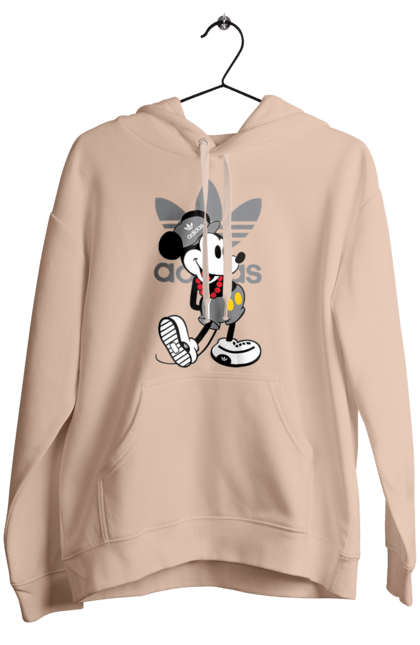 Женское худи с принтом Adidas Микки Маус. Adidas, mickey mouse, адидас, дисней, микки, микки маус, мультфильм. 2070702