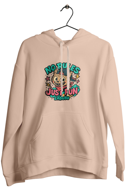 Жіноче худі з принтом "Лабубу". Norulesjustfun, y2k, бандана, вуличний стиль, грайливий, графіті, зухвалий, лабубу, ретромультяшка, яскраво. 2070702