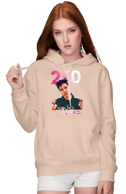 Жіноче худі з принтом "Гра в кальмара Танос". 230, netflix, squid game, thanos, гра в кальмара, гравець 230, нетфлікс, серіал, танос. 2070702