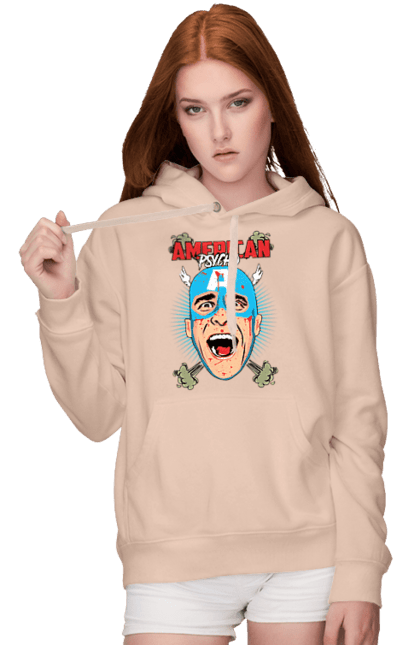 Women's hoodie with prints American Psycho. American psycho, book, captain america, movie. 2070702