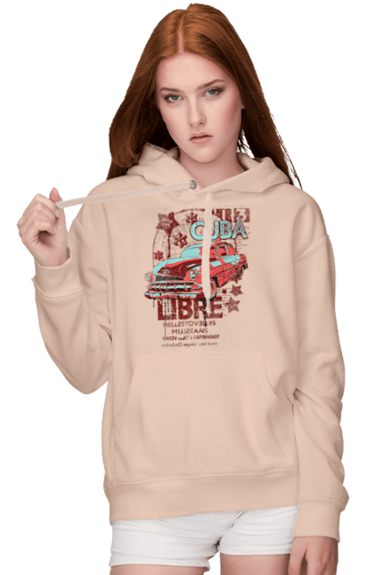 Women`s hoodie with prints Cuba, Machine. Cuba, retro. 2070702