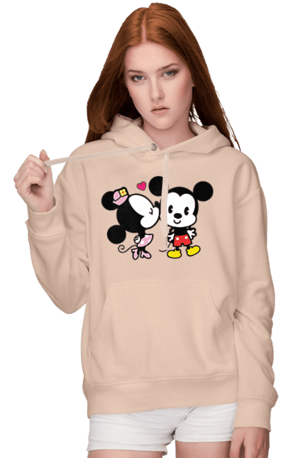 Жіноче худі з принтом "Міккі Маус та Мінні Маус". Mickey mouse, minnie mouse, дісней, міккі, міккі маус, мінні маус, мультфільм. 2070702