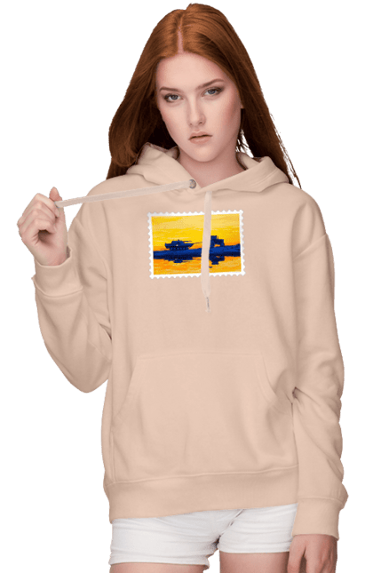 Women`s hoodie with prints New brand, tractor pulling tank. Brand, good evening, no war, tractor troops, ukraine stamp, ukrposhta, ukrposhta stamp. 2070702