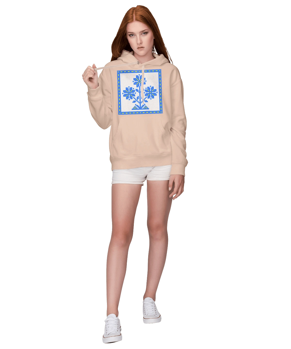 Yellow blue embroidery flowers