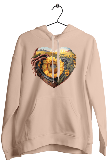 Жіноче худі з принтом "Символи України". Небо, поле, пшениця, символи україни, соняшник, україна. 2070702