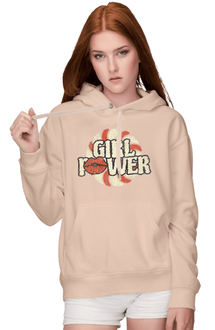 Женское худи с принтом Girl Power. Girl power, девушки, девушки могут, женская сила, женщины, лозунг, независимость, сила, феминизм. 2070702