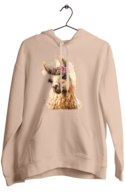 Жіноче худі з принтом "Лама Портрет". Лама, портрет, тварина. 2070702