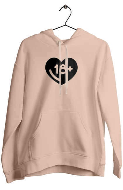 Women`s hoodie with prints 18+. 18+, black, heart, prohibition, sex. 2070702