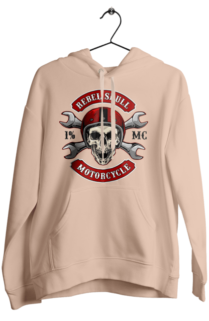 Women`s hoodie with prints skull motorist. Amateur, helmet, motorcycle, skull. 2070702