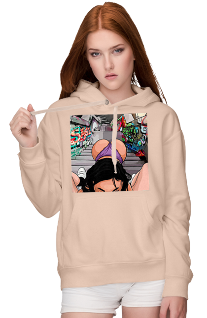 Женское худи с принтом Девушка На Коленях Перед Парнем. 18, голая, жопа, на коленях, сосать. 2070702