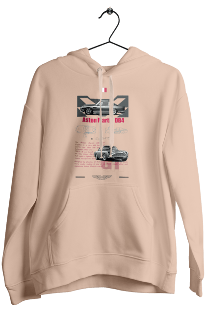 Women's hoodie with prints Aston Martin DB4. Aston martin, auto, automobile, car, db4, race, sport, sport car. 2070702