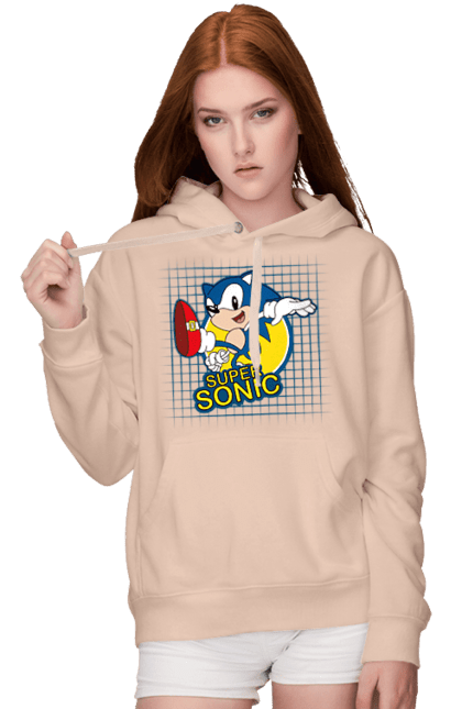 Жіноче худі з принтом "Сонік". Sega, sonic, sonic the hedgehog, відеогра, комікс, мульстеріал, сонік, талисман. 2070702