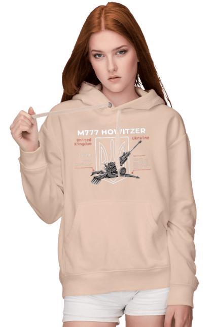 Women`s hoodie with prints 155 мм M777. Archer, bayraktar, himars, howitzer, javelin, m777, patriot, weapons, zaluzhny. 2070702