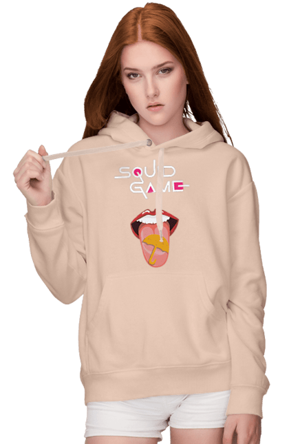 Women`s hoodie with prints Squid Game. Dalgona, netflix, squid game, sugar honeycombs, tv series. 2070702