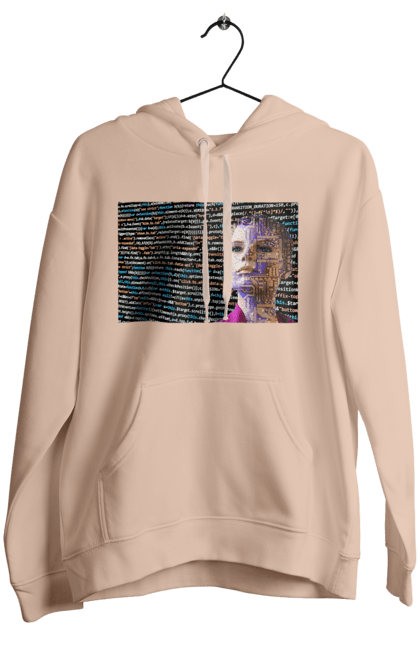 Жіноче худі з принтом "Штучний Розум". Айті, айтішник, гик, жінка, знання, інженер, інтелект, кібер, кібернетика, кіборг, код, комп, комп`ютерник, кристал, машинне навчання, мікросхема, мозок, портрет, програміст, професіонал, професія, розробник, розум, світиться, світло, хакер, чіп, штучний інтелект, штучний розум. 2070702