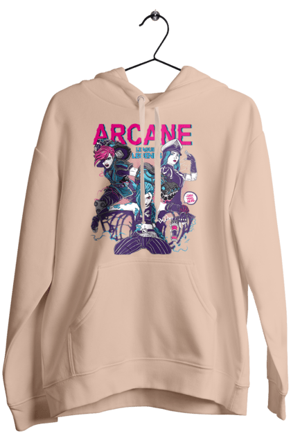 Женское худи с принтом Аркейн. Arcane, fortiche, league of legends, riot games, аркейн, вай, джинкс, мультсериал, фэнтези. 2070702