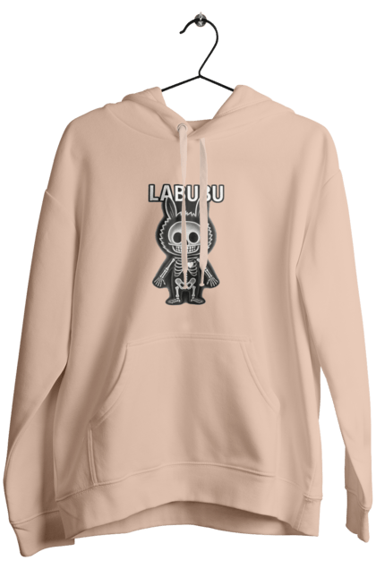 Women`s hoodie with prints Labubu. Anatomy, brushes, chornobile, cutecreepy, heart that needs to glow, labubu, minimalism, scull, skeleton, x-ray. 2070702