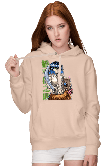 Women's hoodie with prints Demon Slayer Inosuke. Anime, demon slayer, inosuke, inosuke hashibira, kimetsu no yaiba, manga. 2070702