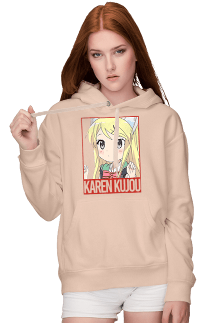 Women's hoodie with prints Kiniro Mosaic Karen Kujo. Anime, gold mosaic, karen, karen kujo, kiniro mosaic, kinmoza, manga. 2070702