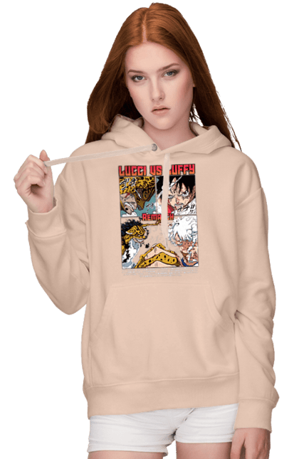 Women's hoodie with prints One Piece Rob Lucci and Luffy. Anime, lucci, luffy, manga, one piece, pirates, rob lucci. 2070702