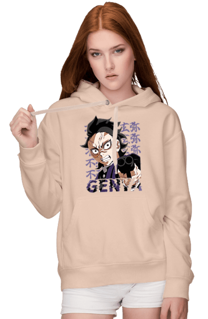 Women's hoodie with prints Demon Slayer Genya Shinazugawa. Anime, demon slayer, genya, genya shinazugawa, kimetsu no yaiba, manga, аниме, истребитель демонов, манга. 2070702