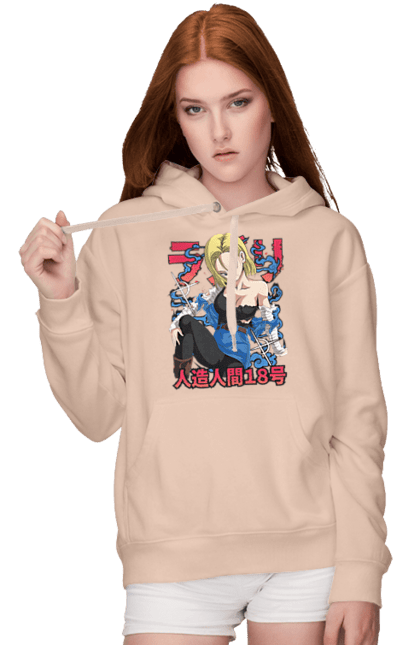 Women's hoodie with prints Android 18. Android 18, anime, cyborg, dragon ball, killer, manga, tv series. 2070702