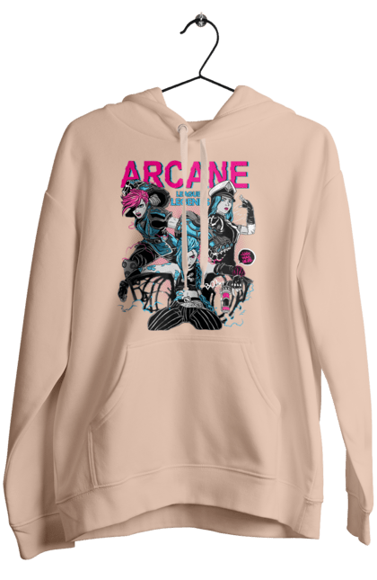 Жіноче худі з принтом "Аркейн". Arcane, fortiche, league of legends, riot games, аркейн, вай, джинкс, мультсеріал, фентезі. 2070702