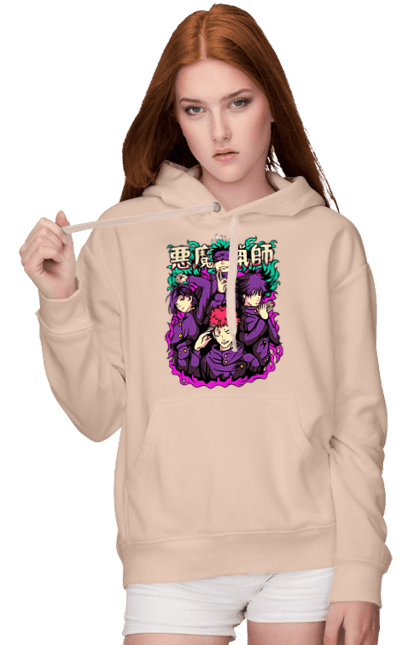 Women's hoodie with prints Jujutsu Kaisen. Anime, dark fantasy, itadori, jujutsu kaisen, magic battle, manga, mystic, sukuna. 2070702